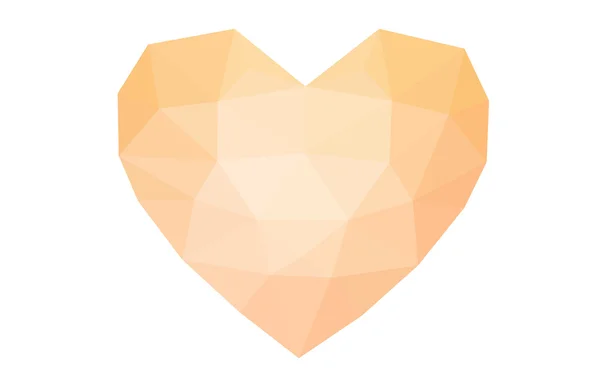 Orange heart isolated on white background with pattern consisting of triangles. — Stock Vector