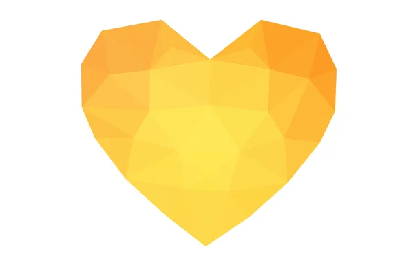 Yellow heart isolated on white background with pattern consisting of triangles. — Stock Vector