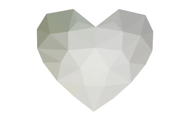 Graues Herz isoliert auf weißem Hintergrund mit dreieckigem Muster. — Stockvektor