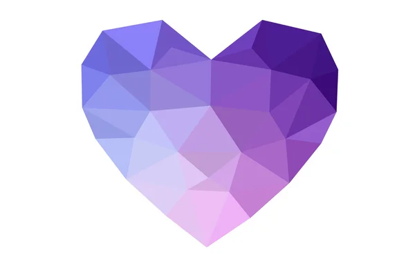 Corazón púrpura aislado sobre fondo blanco con patrón formado por triángulos . — Vector de stock