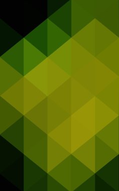 Üçgenler ve degrade origami tarzında oluşan koyu yeşil-sarı poligonal tasarım deseni