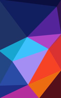 Üçgenler ve degrade origami tarzı oluşur çok renkli mavi, kırmızı kenarlı tasarım deseni.