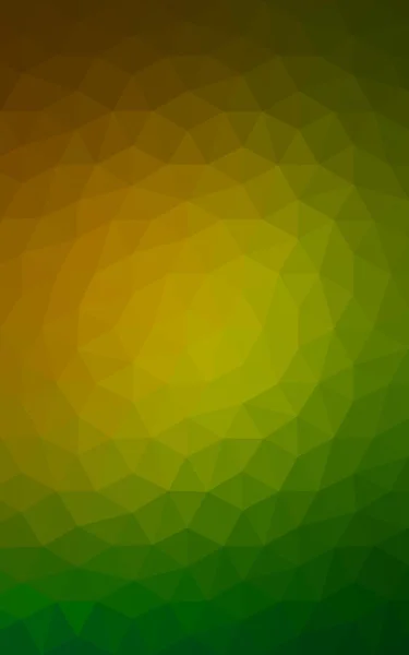 Mehrfarbiges grünes, gelbes, orangefarbenes polygonales Muster, das aus Dreiecken und einem Farbverlauf im Origami-Stil besteht. — Stockfoto