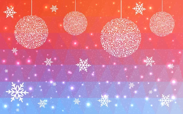 Hellblau rot Vektor Neujahr Kristall Hintergrund mit Schneeflocken. — Stockvektor