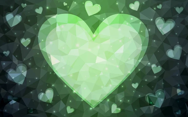 Dark Green vecteur abstrait Triangle Coeur géométrique sur fond polygonal blanc . — Image vectorielle