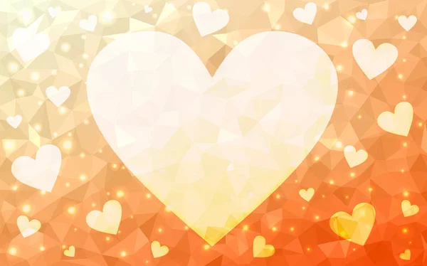 Luz vetor laranja abstrato brilho forma do coração no fundo branco . — Vetor de Stock
