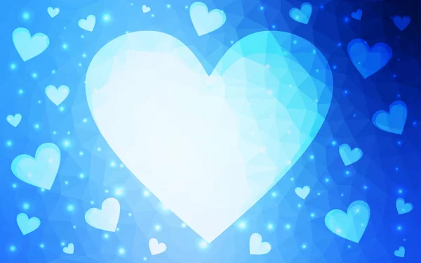 Lumière BLEU vecteur amour fond avec coeur . — Image vectorielle