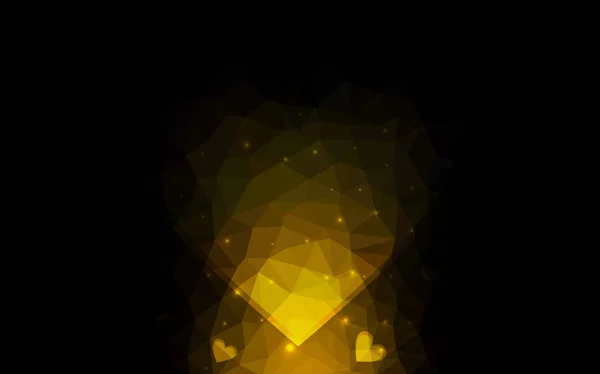 Fond d'amour vecteur jaune foncé avec coeur . — Image vectorielle