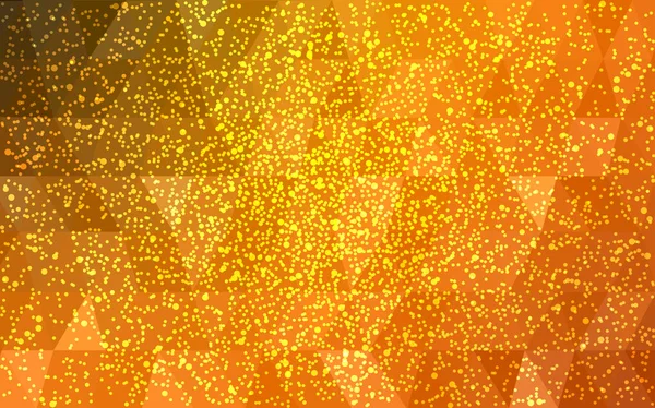 Dunkel orange Vektor Weihnachten Polygon Hintergrund mit Schneeflocken. — Stockvektor