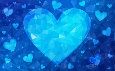 Beyaz arka plan üzerinde izole ışık mavi vektör kalp.