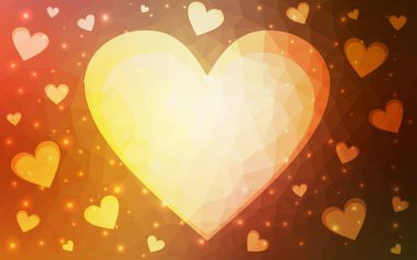 Işık turuncu vektör soyut glitter kalp şekli beyaz arka plan üzerinde.