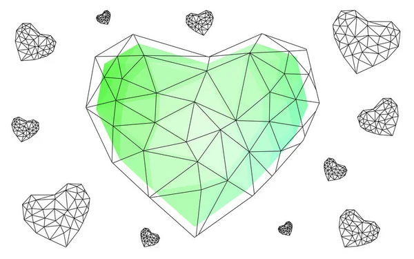 Işık yeşil vektör aşk arka plan ile kalp. — Stok Vektör