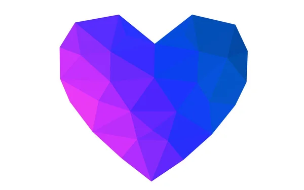 Hellrosa, blauer Vektor abstraktes Dreieck geometrisches Herz auf weißem polygonalen Hintergrund. — Stockvektor