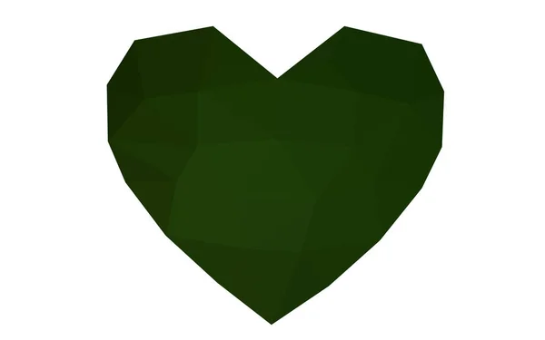 Verde oscuro vector abstracto brillo forma del corazón sobre fondo blanco . — Vector de stock