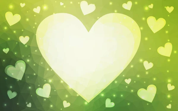 绿色的光矢量爱背景与心. — 图库矢量图片