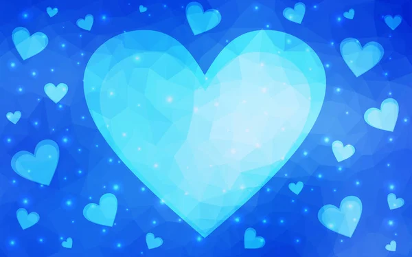 Kalp ile ışık mavi vektör aşk arka plan. — Stok Vektör