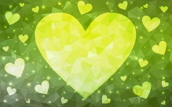 Hellgrüne, gelbe Vektor-Glückwunschkarte zum Valentinstag. — Stockvektor