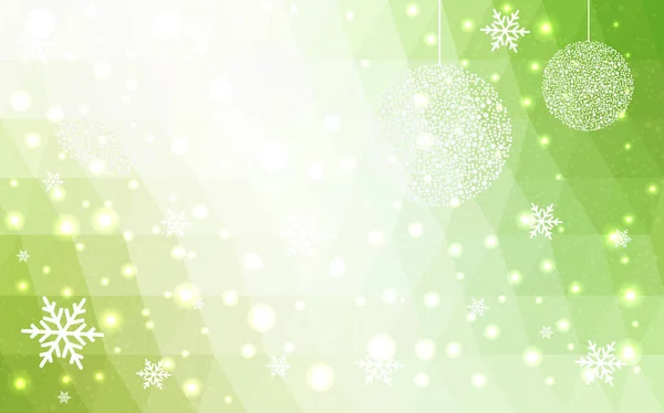 Ανοιχτό κίτρινο πράσινο φόντο κρύσταλλο νέο έτος διάνυσμα με νιφάδες χιονιού. — Διανυσματικό Αρχείο
