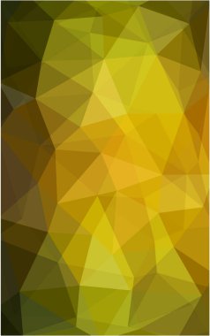 Koyu yeşil, sarı çokgen arka plan. Poligonal geometrik üçgen.