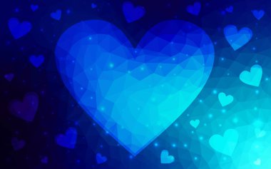 Kalp ile koyu mavi vektör aşk arka plan.