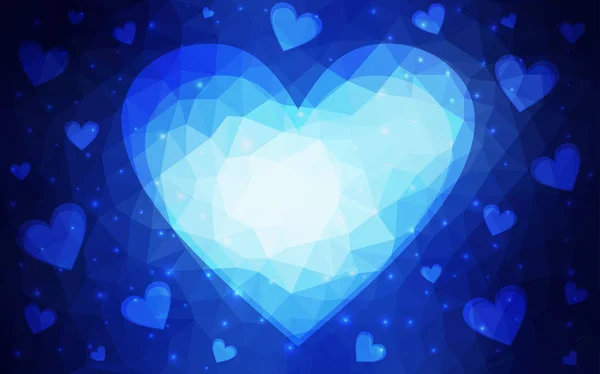 Ciemny niebieski wektor świecidełka Abstrakcja serce kształt na białym tle. — Wektor stockowy