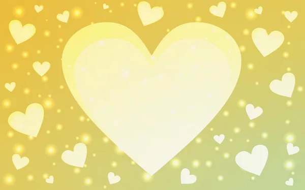 Világos zöld, sárga vektor szerelem háttér szívvel. — Stock Vector