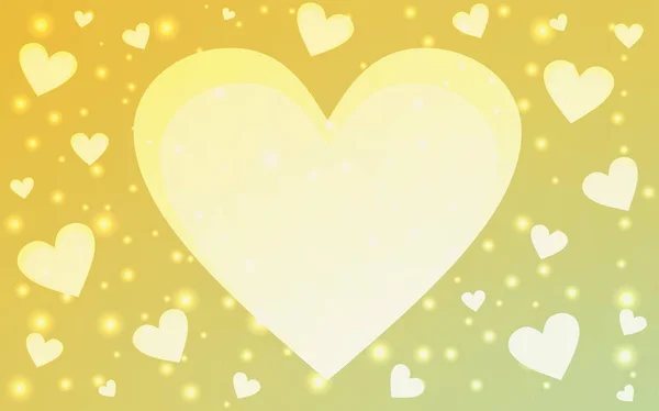 Vert clair, fond d'amour vectoriel jaune avec coeur . — Image vectorielle