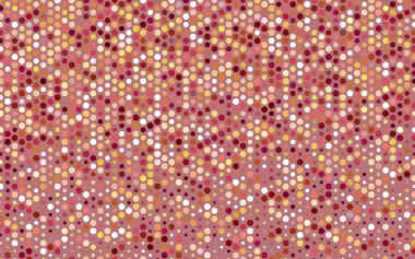 Koyu sarı vektör desen renkli küreler ile. Noktalı resim tarzında beyaz arka plan üzerinde daireler yinelenen geometrik örnek.