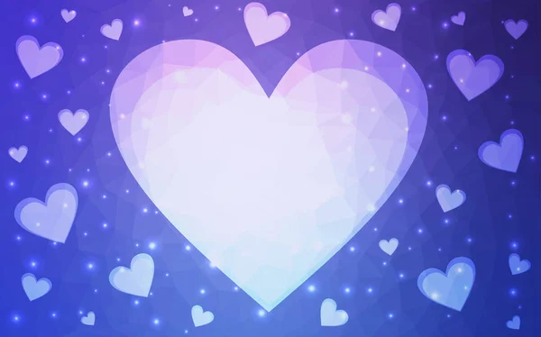 Hellrosa Blaue Vektor Glückwunschkarte Zum Valentinstag Schriftzug Mit Herzen Auf — Stockvektor