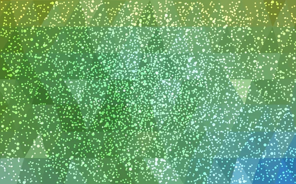 Hellgrüner Gelber Vektor Low Poly Kristall Hintergrund Mit Schneeflocken Polygon — Stockvektor