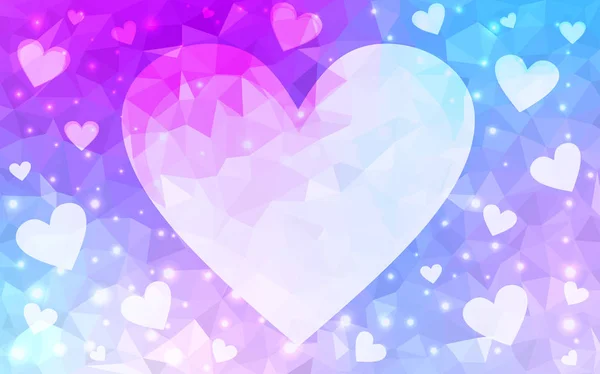 Ανοιχτό ροζ, μπλε διάνυσμα σχήμα καρδιάς αφηρημένη glitter σε λευκό φόντο. — Διανυσματικό Αρχείο