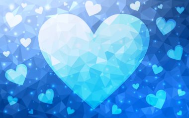 Kalp ile ışık mavi vektör aşk arka plan.