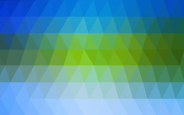 Jasnoniebieskie, zielone wektor wzór wielokątne. Składają się z gradientu trójkątów w stylu origami. — Wektor stockowy
