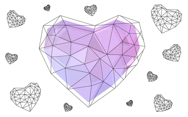 Violet clair, fond d'amour vectoriel rose avec coeur . — Image vectorielle