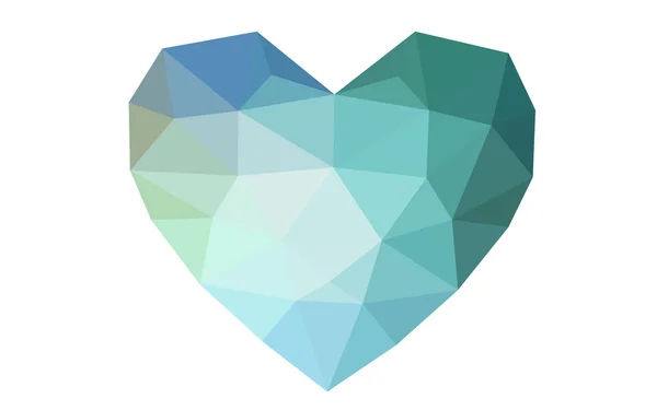 Hellblau, grüner Vektor abstrakt glitzernd Herzform auf weißem Hintergrund. — Stockvektor