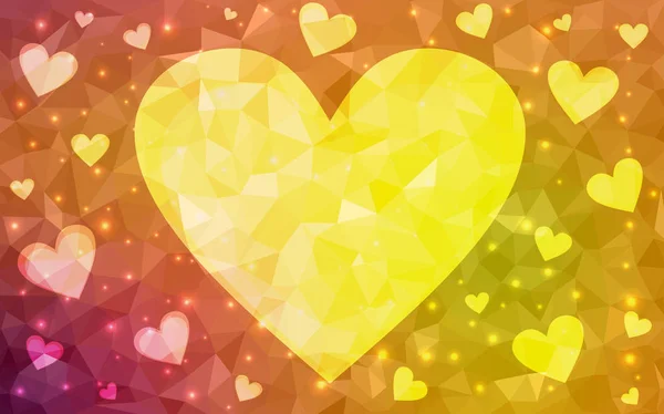 Vermelho claro, coração vetor amarelo isolado no fundo branco . — Vetor de Stock