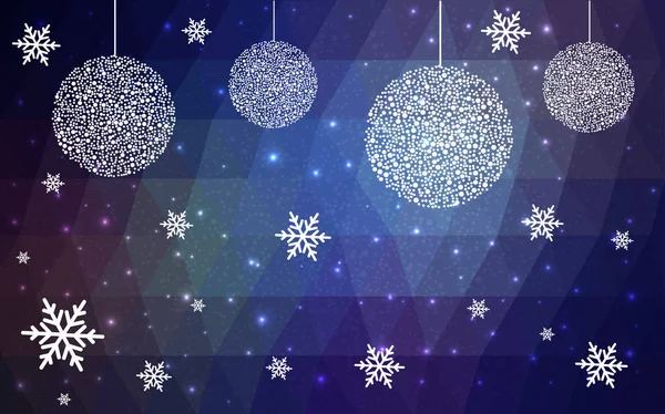 DARK BLUE векторный рождественский полигон фон со снежинками . — стоковый вектор