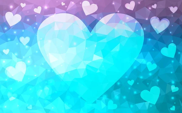 Hellrosa, blauer Vektor Herz isoliert auf weißem Hintergrund. — Stockvektor