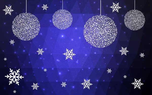 Вектор DARK BLUE Новый год на фоне снежинок . — стоковый вектор