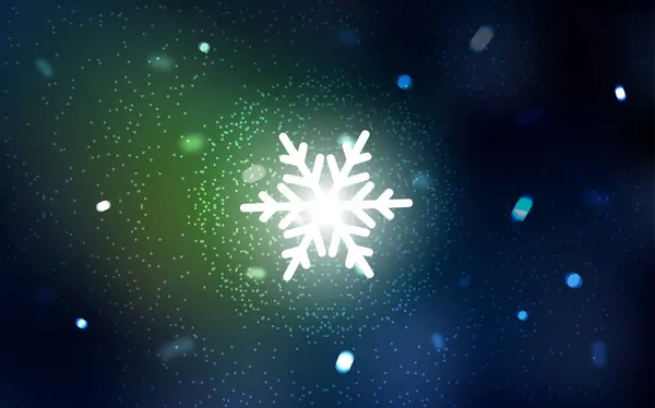 Mise en page vectorielle vert foncé avec des flocons de neige lumineux . — Image vectorielle