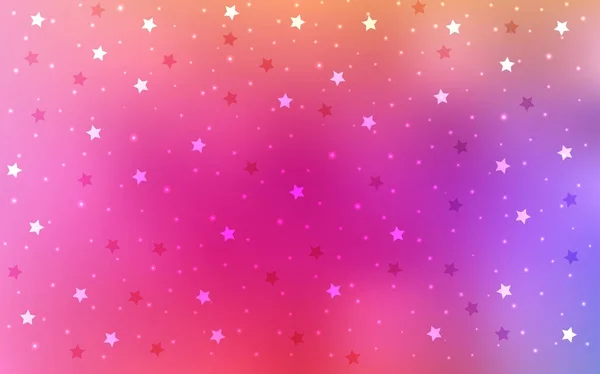 Hellrosa, roter Vektorhintergrund mit farbigen Sternen. — Stockvektor