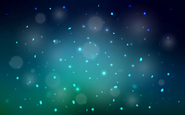 Bleu foncé, mise en page vectorielle verte avec des flocons de neige lumineux . — Image vectorielle