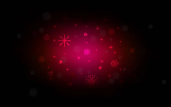 Tmavě růžové vektorové pozadí s vánoční vločky. — Stockový vektor
