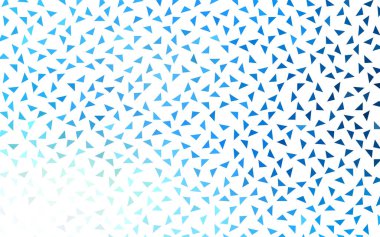 Beyaz zemin üzerinde küçük üçgenlerin açık mavi vektörü. Üçgenlerin soyut dokusunun tasviri. Pankart, poster ve kapak için desen tasarımı.