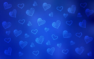 Tatlı kalpleri ile ışık mavi vektör düzeni. Güzel renkli illüstrasyon kalp kutlama tarzı. Desen-ebilmek var olmak kullanılmış için valentine's reklam, kitapçıklar.