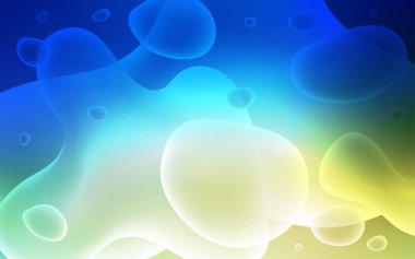 Açık mavi, vektör desen eğri daireler ile yeşil. Memphis tarzı gradyan ile geometrik çizimde. İş tasarımınız için tamamen yeni bir şablon.