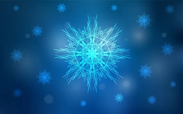 Světlý BLUE vektorový vzor s vánočními vločkami. — Stockový vektor