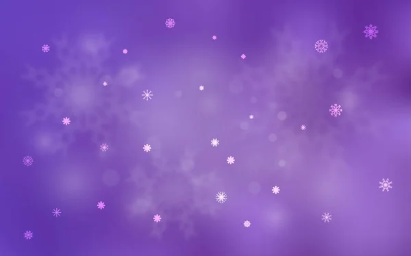 Textura vectorial púrpura claro con copos de nieve de colores. — Vector de stock