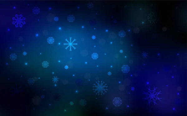 Dark BLUE vector cover with beautiful snowflakes. — Stock Vector