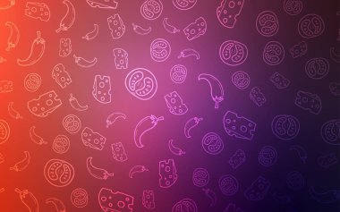 Hafif pembe, kırmızı vektör düzen Restoran gıda ile.